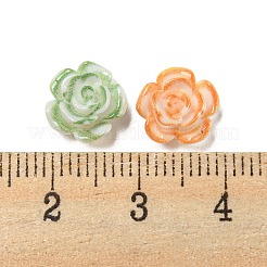 光る不透明樹脂デコデンカボション  暗闇で光るグリッターパウダー入りの花  ミックスカラー  9x9.5x4.5mm&nbsp;RESI-D013-09A