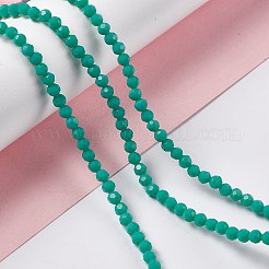 ファセット(32面)ガラスビーズ連売り  ラウンド  シーグリーン  4mm  穴：1mm  約86~96個/連  31~34cm&nbsp;EGLA-J042-36A-05