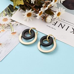 金メッキ 304 ステンレススチール ハギーフープ イヤリング  スプレー塗装されたccbプラスチックとアクリルのリンキングリング付き  ゴールド  31~44.5x3mm  ピン：1mm&nbsp;EJEW-JE04421-01