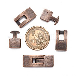 チベットスタイルスナップロックの留め金  カドミウムフリー＆鉛フリー  長方形  赤銅鉱  22x12x6mm  19x12x5mm  穴：3x10mm&nbsp;LS-TIBE-LF11313Y-R-LF