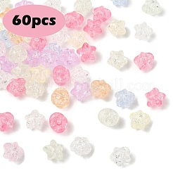 透明クラックルアクリルビーズ 60 個  スター  ミックスカラー  11x11.5x9.5mm  穴：2mm&nbsp;CACR-YW0002-15