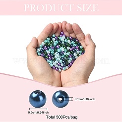 ガラスパールビーズ  パールカラーの  ラウンド  ミックスカラー  6mm  穴：1mm  約500個/袋&nbsp;HY-X006-6mm-11-A