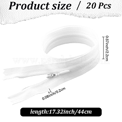 ナイロンジッパー20個、ジッパースライダー付き  ファスナー部品  ホワイト  440x22x2mm&nbsp;DIY-CY0002-43B