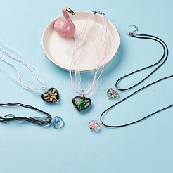 ディーネックレス作り  手作りランプワークペンダント  ネックレスコードとワックスコットンコードネックレス  ミックスカラー  12x10cm&nbsp;DIY-SC0003-71
