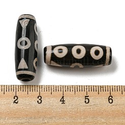 チベット風ジービーズ連売り  天然染めの瑪瑙ビーズ  ライス  ブラック  片目  8mm  穴：28.5~30x10mm&nbsp;G-P526-B09