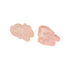 ツートン透明スプレー塗装ガラスビーズ  兎  桃パフ  14.5x19x3.5mm  穴：1mm&nbsp;GLAA-Q092-03-C08