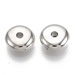 メッキABSプラスチックスペーサービーズ  フラットラウンド  プラチナメッキ  8x3.5mm  穴：1.8mm&nbsp;KY-T019-31B