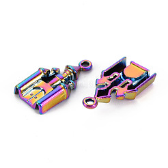 レインボーカラーアロイペンダント  カドミウムフリー＆ニッケルフリー＆鉛フリー  城のチャーム  28x14x4mm  穴：2mm&nbsp;PALLOY-S180-288-NR