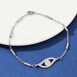 女性用304ステンレススチールリンクブレスレット  ステンレス鋼色  7-7/8~8-5/8インチ（20~22cm）&nbsp;BJEW-H208-01P