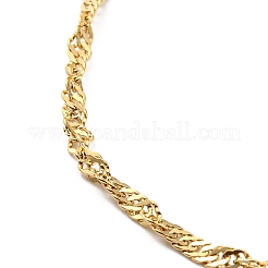 女性用 304 ステンレス シンガポール チェーン ブレスレット  ゴールドカラー  6-1/2インチ（16.5cm）&nbsp;BJEW-B064-10G