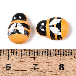天然木スプレー塗装粘着カボション  ミツバチ  オレンジ  11.5~12.5x8~9x5~5.5mm&nbsp;WOOD-N018-02