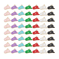 56本7色合金エナメルペンダント  帽子  ゴールドカラー  ミックスカラー  14x20mm  8個/カラー&nbsp;FIND-PH0029-43