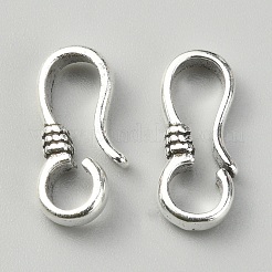 チベット風亜鉛合金のSフッククラスプ  ブレスレット作成パーツ  アンティークシルバー  15x7.5x3mm  穴：3.8mm  内径：4mm&nbsp;FIND-WH0144-87-AS