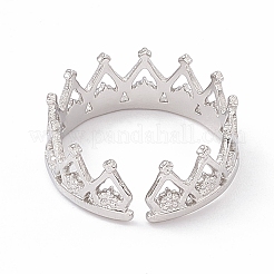 変色しない304ステンレススチール製クラウンオープンカフリング（女性用）  ステンレス鋼色  内径：17mm&nbsp;RJEW-G275-08P