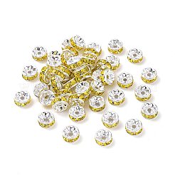 真鍮製A級ラインストーンスペーサービーズ  ストレートフランジ  ロンデル  銀  黄水晶  8x3.8mm  穴：1.5mm&nbsp;RB-A014-Z8mm-19S