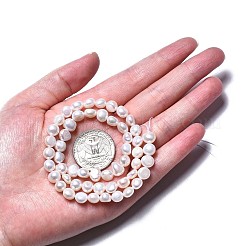 天然養殖淡水パールビーズ連売り  ポテト  貝殻色  6~7.5x6.5~8x4~6mm  穴：0.8mm  約46~47個/連  13.98インチ〜14.25インチ（35.5cm〜36.2cm）&nbsp;PEAR-N014-07C