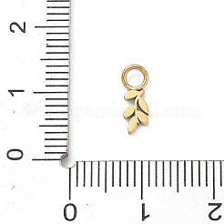 304ステンレススチールチャーム  葉っぱの形をしたチャーム  ゴールドカラー  10.5x4x1mm  穴：2mm&nbsp;STAS-B140-02G
