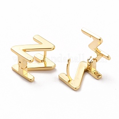女性のための最初のフープピアス  18KGP本金メッキレター真鍮イヤリング  文字.z  12.5x10x10mm  ピン：0.8mm&nbsp;EJEW-P194-01G-Z
