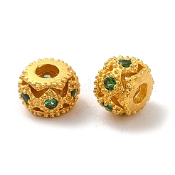 マットゴールドカラー 925 スターリングシルバービーズ  中空rondelle  グリーン  4.5x3mm  穴：1.6mm&nbsp;STER-M113-24MG-02