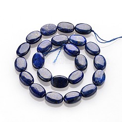 天然石ラピスラズリビーズ連売り  フラットオーバル  染め  18x13x6mm  穴：1mm  約22~23個/連  15.5~16.1インチ&nbsp;G-M157-09-C