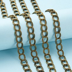 アイアン製ダブルリンクチェーン  溶接されていない  鉛フリーとニッケルフリー  アンティークブロンズカラー  カード用紙付き  リンク：9.4 mm幅  長さ10mm  厚さ1mm&nbsp;X-CHD005Y-AB