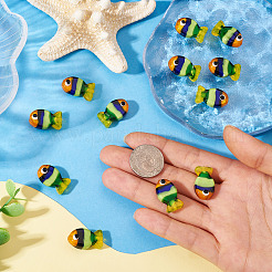 12個の手作りランプワークビーズ  魚  薄緑  20~21x12~13x7.5~9.5mm  穴：1.5~1.6x1.5~2.5mm&nbsp;LAMP-TA0001-74D