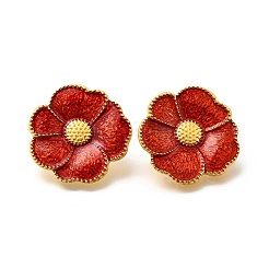 合金エナメルスタンドピアス  花  ゴールドカラー  33x34mm&nbsp;EJEW-H156-01G
