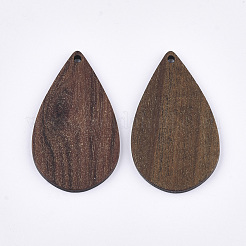 ウォールナットウッドペンダント  ティアドロップ  サドルブラウン  39.5x24x2mm  穴：1.8mm&nbsp;WOOD-S054-08