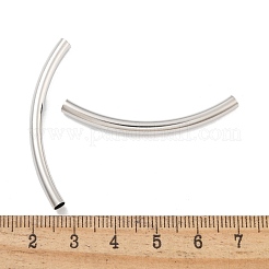 真鍮製カーブチューブビーズ  カドミウムフリー＆鉛フリー  プラチナ  45x4mm  穴：2.5x3.5mm&nbsp;KK-B120-04E-P
