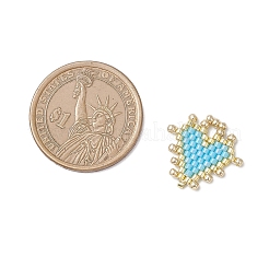 手作りのミユキガラスシードビーズハートペンダント  空色  18x19.5x2mm  穴：3x4mm&nbsp;PALLOY-MZ01067-02