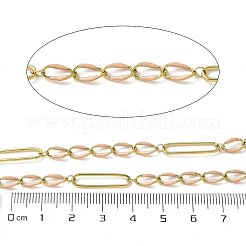 304ステンレススチールエナメルフィガロチェーン  ハンダ付け  スプールで  イオンプレーティング（ip）  18KGP本金メッキ  バリーウッド  20x5x1mm&nbsp;CHS-U003-02G-04