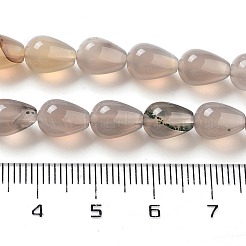 天然石グレーアゲートビーズ連売り  ティアドロップ  9x6mm  穴：1.2mm  約44個/連  15.75''（40センチメートル）&nbsp;G-B106-A13-01