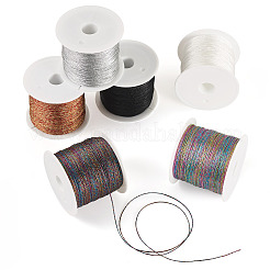 6ロール 6色6本撚りポリエステルメタリック糸  刺繍やDIYの編み込みブレスレット作りに  ミックスカラー  0.4mm  約54.68ヤード（50m）/ロール  1色/ロール&nbsp;OCOR-TA0003-11A
