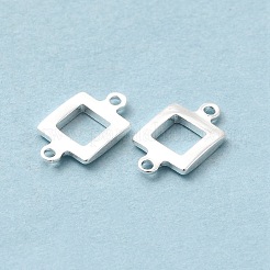 真鍮製コネクタチャーム  カドミウムフリー＆鉛フリー  長持ちメッキ  スクエアリンク  925銀メッキ  12x7x1.5mm  穴：1mm&nbsp;X-KK-H442-32S