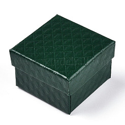 正方形の厚紙リングボックス  内部のスポンジ  濃い緑  2x2x1-3/8インチ（5x5x3.5cm）&nbsp;CBOX-S020-04