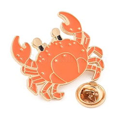 合金エナメルブローチ  海の動物テーマ  カニ  29.5x33.5mm&nbsp;PALLOY-D363-01E-KCG