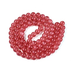透明なガラス製の模造キャッツアイビーズの連  ラウンド  ファイヤーブリック  9.5~10mm  穴：1~1.4mm  約85~89個/連  29.72~31.5インチ（75.5~80cm）&nbsp;GLAA-Q110-01C-12