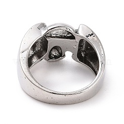 合金スカル フィンガー リング  女性のためのゴシックジュエリー  アンティークシルバー  usサイズ7（17.3mm）&nbsp;LS-RJEW-H109-04AS