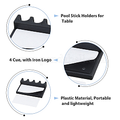 自己粘着プラスチックビリヤードキュースティックラックビリヤードテーブルアクセサリー  アイアンのロゴ入り  ブラック  92x140x31mm  内径：25~68mm&nbsp;DIY-WH0430-317A