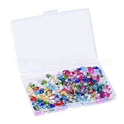180個12色誕生石チャームガラスチャーム  多面カット  コーン  リボリラインストーン  ミックスカラー  8x4mm  穴：1~1.2mm  15個/カラー  180個/箱&nbsp;RGLA-ZZ0001-01-8mm
