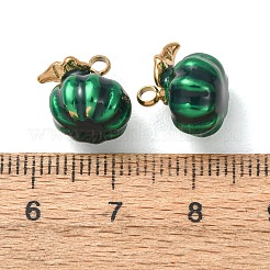 304ステンレススチールチャーム  エナメル  カボチャチャーム  ゴールドカラー  グリーン  11x12.5x10mm  穴：1.8mm&nbsp;SA-D002-14B-G