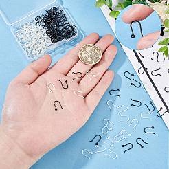 プラスチックピアスフック200個（2色）  耳ワイヤー  水平ループ付き  ブラック＆ホワイト  11x9x0.6mm  22ゲージ  穴：0.9mm  100個/カラー&nbsp;KY-SC0001-67