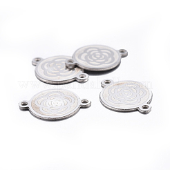 変色しにくい304ステンレススチールリンクコネクター  花付きフラットラウンド  ステンレス鋼色  16x11x0.8mm  穴：1mm&nbsp;STAS-H378-16P