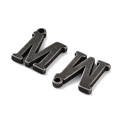 316サージカルステンレススチールチャーム  文字Mのチャーム  アンティークシルバー  12x9x1.5mm  穴：1mm&nbsp;STAS-K276-02AS-M