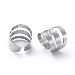 変色しにくいユニセックス 304 ステンレススチール製イヤーカフ金具  ステンレス鋼色  10x3.5~10mm  穴：0.8mm&nbsp;STAS-E466-10P