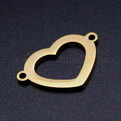 201 ステンレススチールリンクコネクター  ハート  ゴールドカラー  12.5x18x1mm  穴：1.2mm&nbsp;STAS-T046-JA365-2