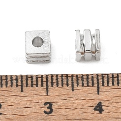 真鍮ビーズ  溝付きキューブ  ラックめっき  長持ちメッキ  プラチナ  5x5x5mm  穴：2mm&nbsp;KK-CBABB5B-02A-P