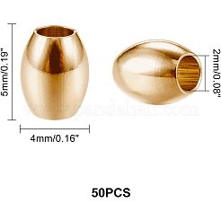 304ステンレススチールビーズ  バレル  ゴールドカラー  5x4mm  穴：2mm  50個/箱&nbsp;STAS-UN0005-06G