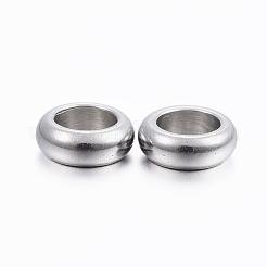 変色しにくい304ステンレススチールスペーサービーズ  リング  ステンレス鋼色  5x1.5mm  穴：3mm&nbsp;STAS-H376-38