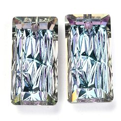 エンボスガラスラインストーンペンダント  長方形  多面カット  vitrail light  20x10x5mm  穴：1.6mm&nbsp;GLAA-J101-07B-001VL